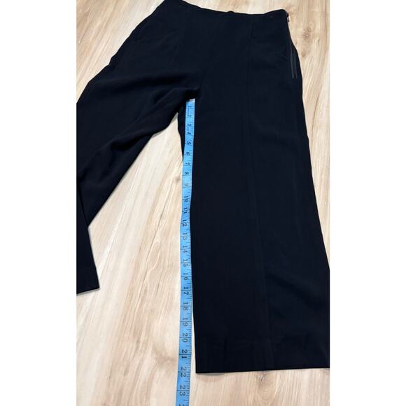 ALC Wide Leg Crop Trousers sz 2 Black 22" Inseam Side-Zip Viscose - Picture 11 of 16
